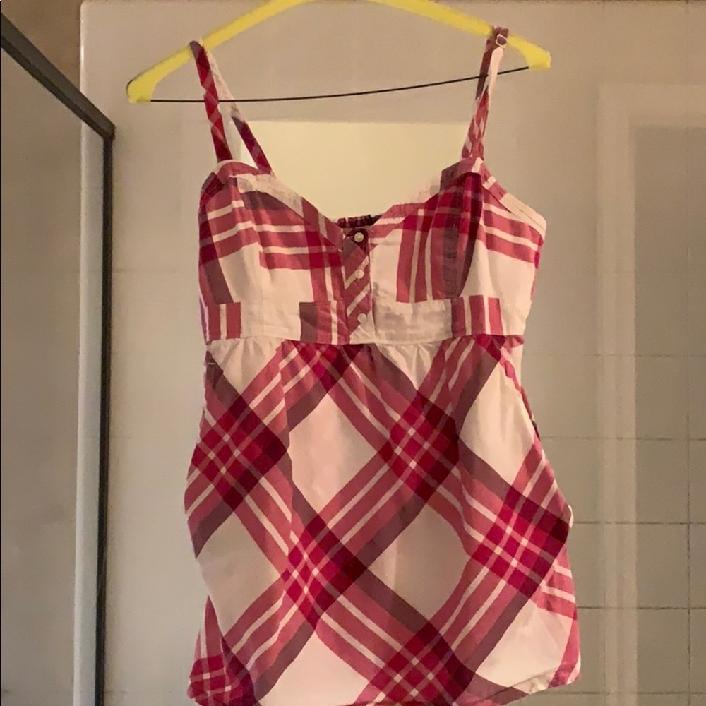 Arizona pink plaid sleeveless shirt